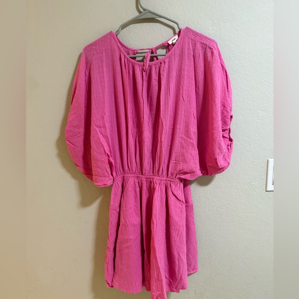 Aerie Pink Cotton Gauze Mini Dress Size S
